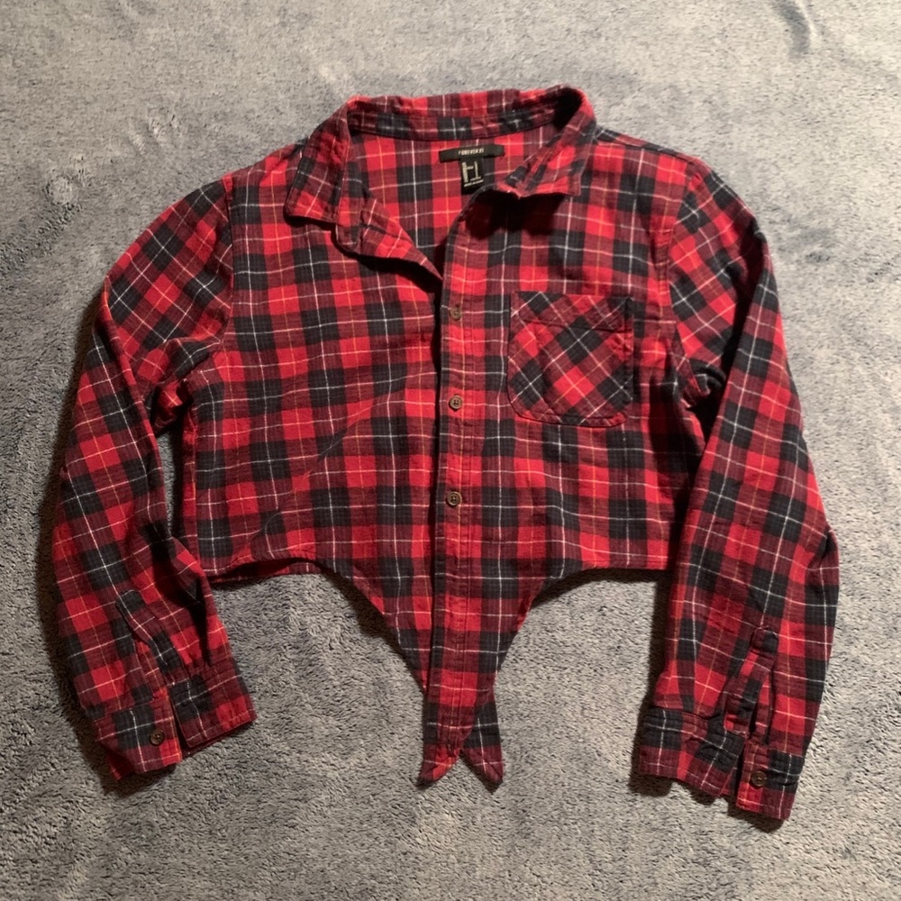Plaid Front Tie Crop top